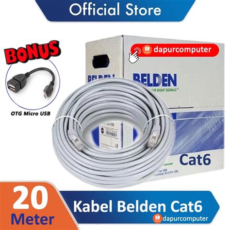 Jual KABEL LAN UTP BELDEN CAT 6 20 METER INCLUDE RJ45 PLUGBOOT SIAP