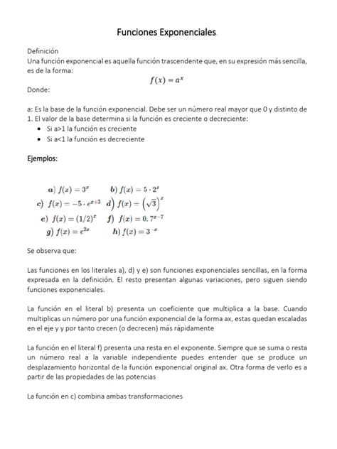 Funciones Exponenciales Y Logaritmicas Pdf Logaritmo Relaciones Matematicas