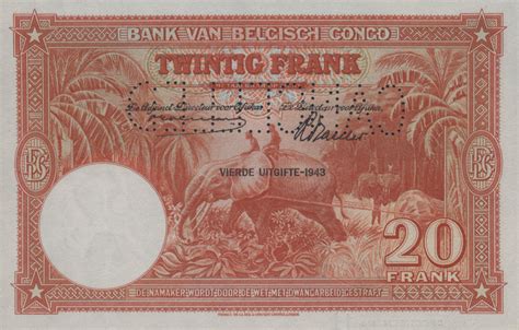 Banknote Index Belgian Congo Franc P Cs