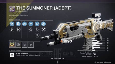 Destiny 2 The Summoner God Roll And How To Get Deltias Gaming