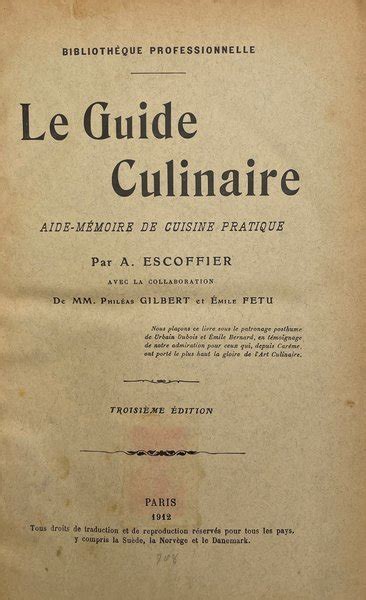 Le Guide Culinaire Aide M Moire De Cuisine Paris L Art Culinaire