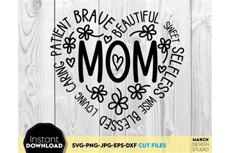 Mother Day Svg Mom Heart Svg Mother Floral Blessed Mom Artofit