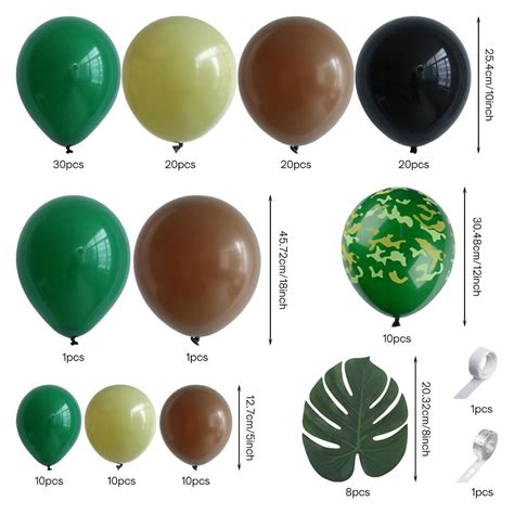 Brown Camouflage Balloon Garland Kit Dark Green Camo Balloons Army