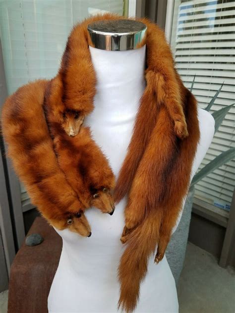 Elegant Red Fox Fur Stole Scarf Wrap