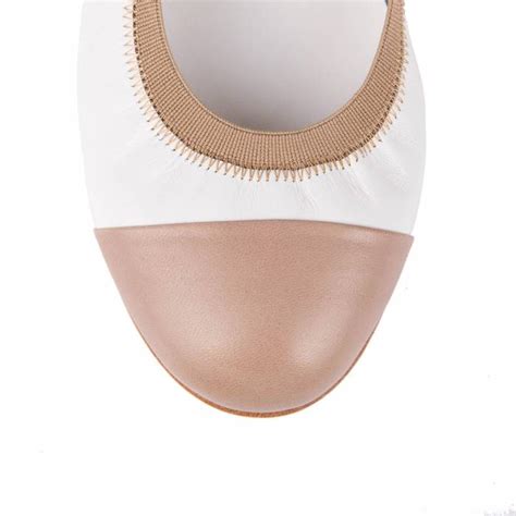 Ballerina Arricciata Beige E Bianca Ballerine