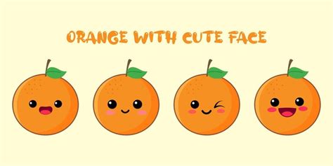 Premium Vector | Cute orange ,happy cute set of smiling orange face . vector illustration