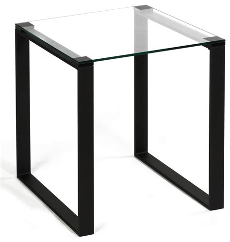 Cortesi Home Gega Contemporary Glass End Table Matte Black Clear Glass End Table