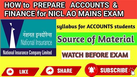 How To Prepare Accounts Finance For Nicl Ao Mains Exam Syllabus