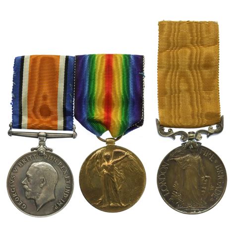 Ww British War Victory Medal Pair With London Fire Brigade Medal