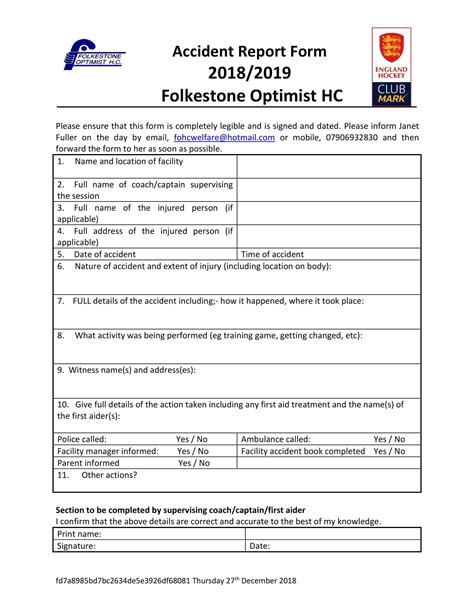 Free Printable Accident Report Form Templates [pdf Word Excel]