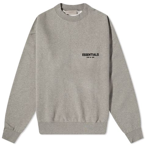 Fear Of God Essentials Logo Crew Neck Sweat Dark Oatmeal End Us