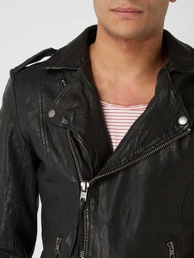 Tigha Lederjacke Im Biker Look Black Online Kaufen