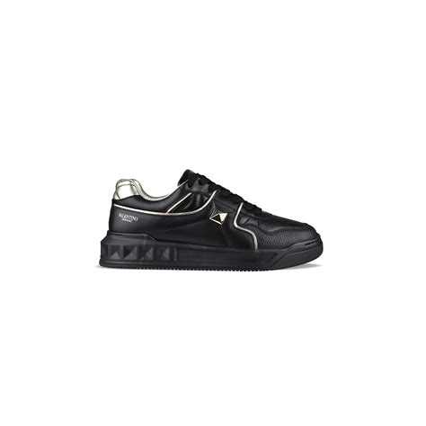 Luxury sneakers for men - Valentino One Stud black and platinum sneakers