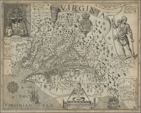 John Smith Map Of Jamestown Colony Virginia First Etsy