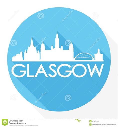 Glasgow Scotland Europe Round Icon Vektor Art Flat Shadow Design