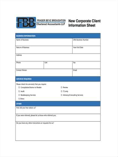 12 Customer Information Sheet Templates Word Excel Templates