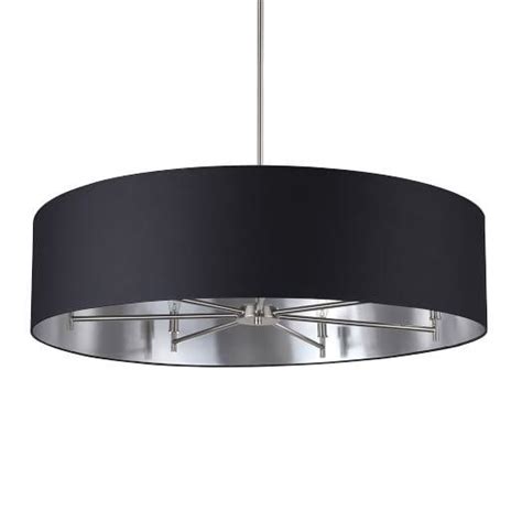 Black Linen Drum Shade Chandelier