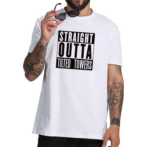 Straight Outta Tilted Towers T Shirt Fort Summer Short Sleeved Fashion