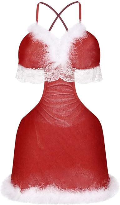 Shybuy Chemise Lingerie Set Christmas Teddy Lingerie For Women Sexy Santa Sleepwear