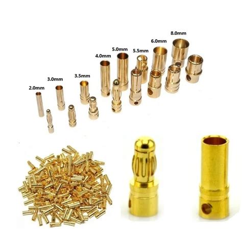 2mm 3mm 3 5mm 4mm Battery Gold Plated Bullet Banana Plug ESC Battery