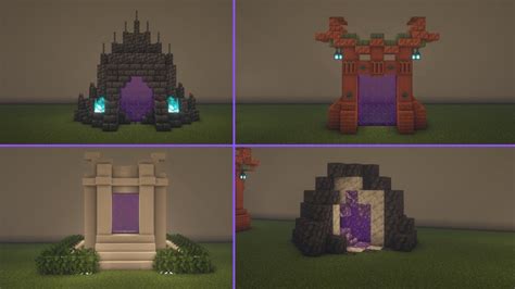 4 Easy Nether Portal Designs Minecraft 117 Tutorial Youtube