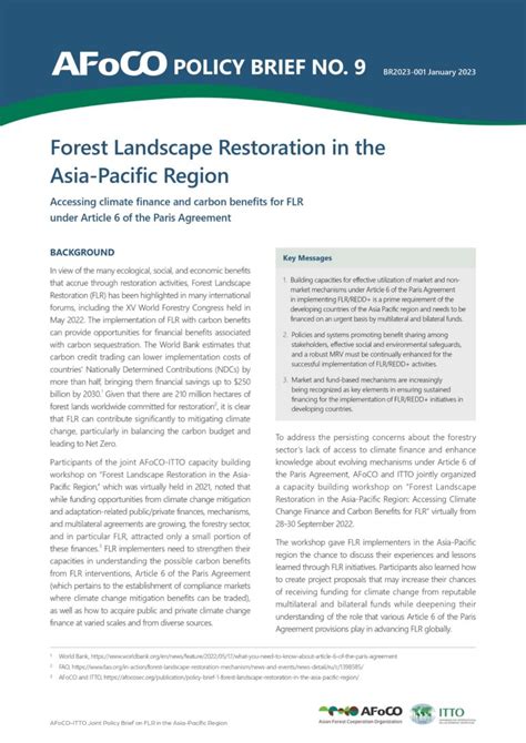 Policy Brief 9 Forest Landscape Restoration In The Asia Pacific