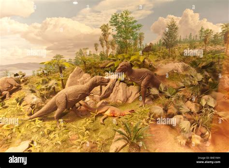 Dinosaur scene Stock Photo - Alamy