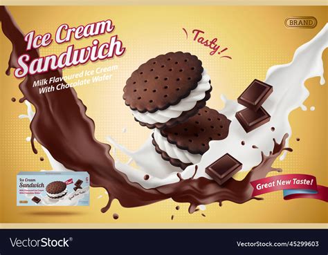 Ice Cream Sandwich Cookie Ads Royalty Free Vector Image