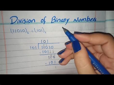 Division Of Binary Numbers 11010101 YouTube