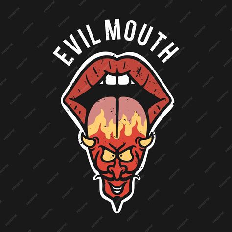 Premium Vector | Mouth illustration with devil39s tongue sticking out ...