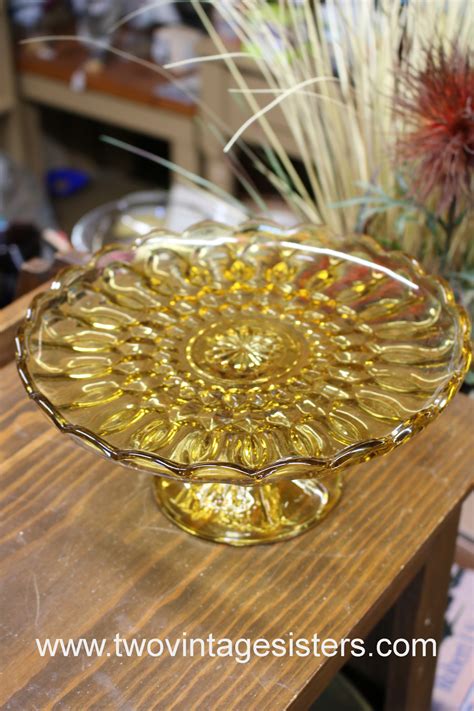 Anchor Hocking Amber Glass Fairfield Pedastal Cake Stand