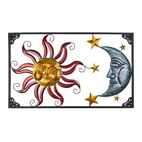 Zeckos Tri Color Metal Art Celestial Sun Moon And Stars Indoor Outdoor Wall Hanging One Size