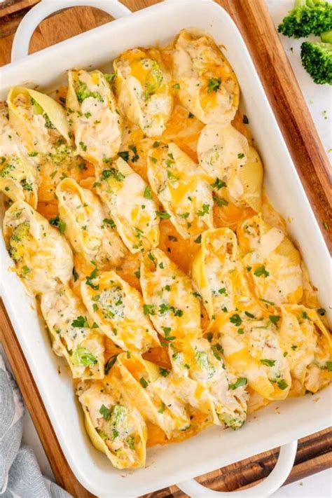 Chicken Alfredo Stuffed Shells With Broccoli Kylee Cooks