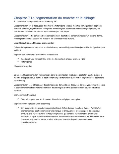 Mkg3300 7 13 Note De Cour Pour Examen Final Chapitre 7 La