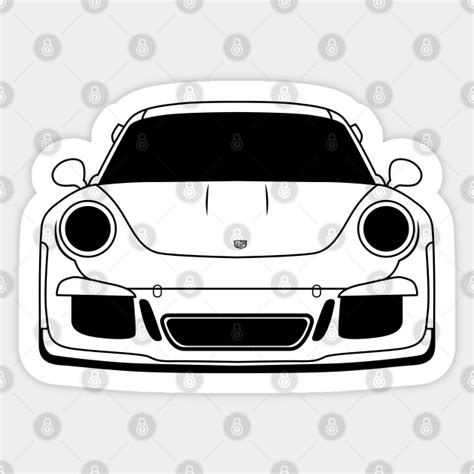 Porsche 911 Gt3 Rs Black Outline Car Sticker Teepublic