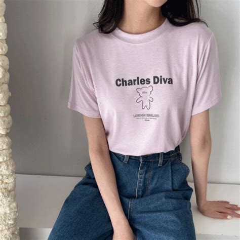 데일리로 코디하기 좋은 나염 티셔츠 Diva T Shirt Tops Women Fashion Supreme T