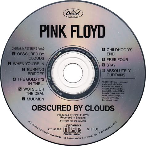 Pink Floyd Ilustrado Obscured By Clouds Cd Canadá