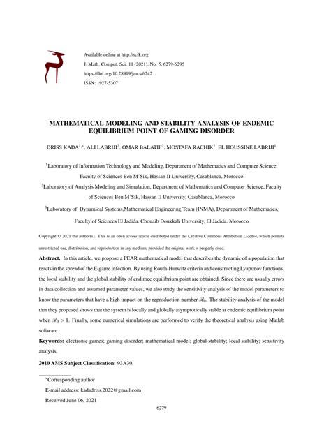 Pdf Mathematical Modeling And Stability Analysis Of Endemic