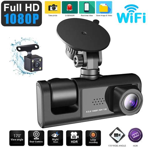 Channel Car Dvr Wifi Hd P Lens Inside Vehicle Dash Camthree Way