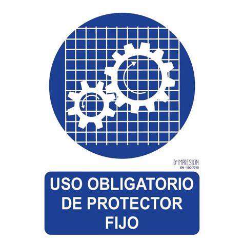 Señal uso obligatorio de protector fijo ISO 7010 29 7x 21cm PVC