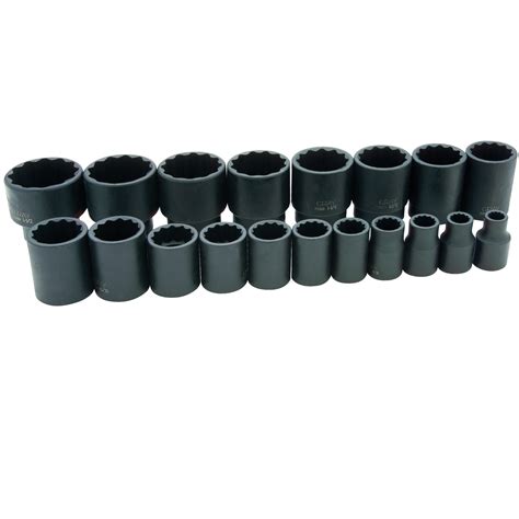 12 Dr 19 Piece 12 Point Standard Sae Impact Socket Set Gray Tools