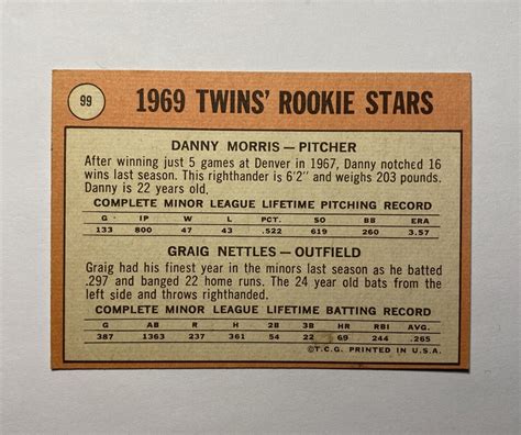 Topps Rookie Stars Black Loop Above Twins Graig Nettles