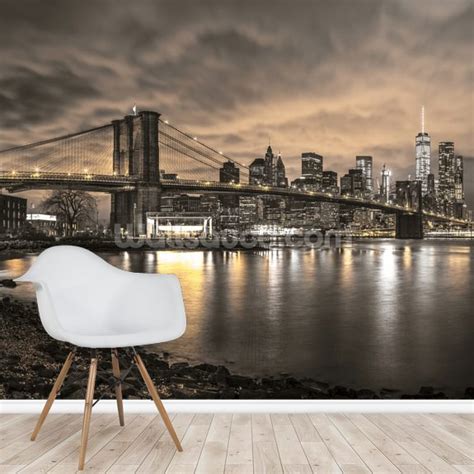 Brooklyn Bridge And Manhattan Skyline Wall Mural Wallsauce Uk