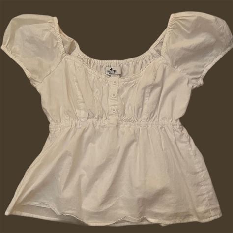 White Ruffle Hollister Babydoll Top Color Is A Depop