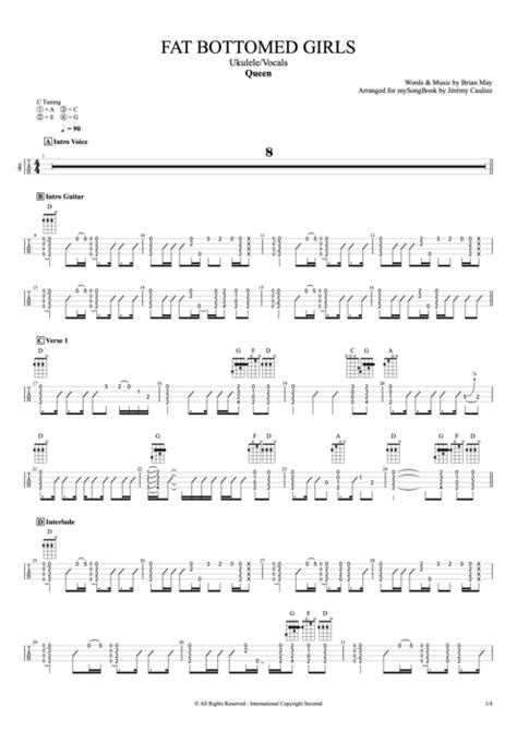 Fat Bottomed Girls Tab By Queen Guitar Pro Ukulele And Vocals