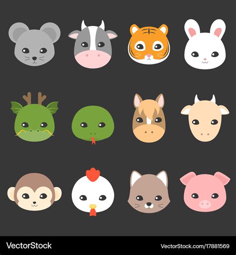 Cute cartoon chinese zodiac icon Royalty Free Vector Image