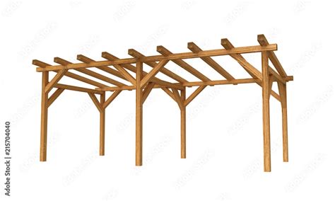 3d Realistic Render Of Pergola Wood Construction Isolated On White