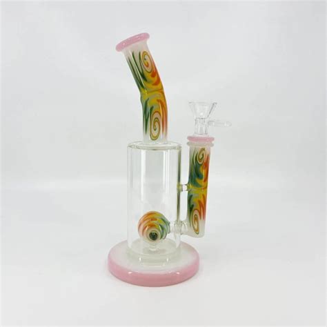 WATERPIPE 8 INCH BENT NECK SWIRLED WITH BALL SHOWERHEAD PERC ASSORTED