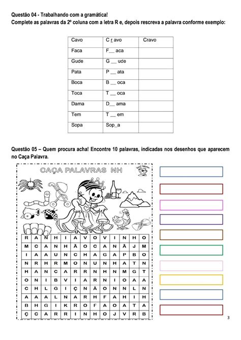 L Ngua Portuguesa Ano Atividade De L Ngua Portuguesa Para O Ano 115542