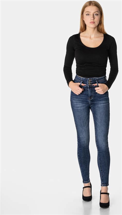 Spodnie Damskie Jeansy Rurki Skinny Jeansowe Wysoki Stan Dżinsy 5202